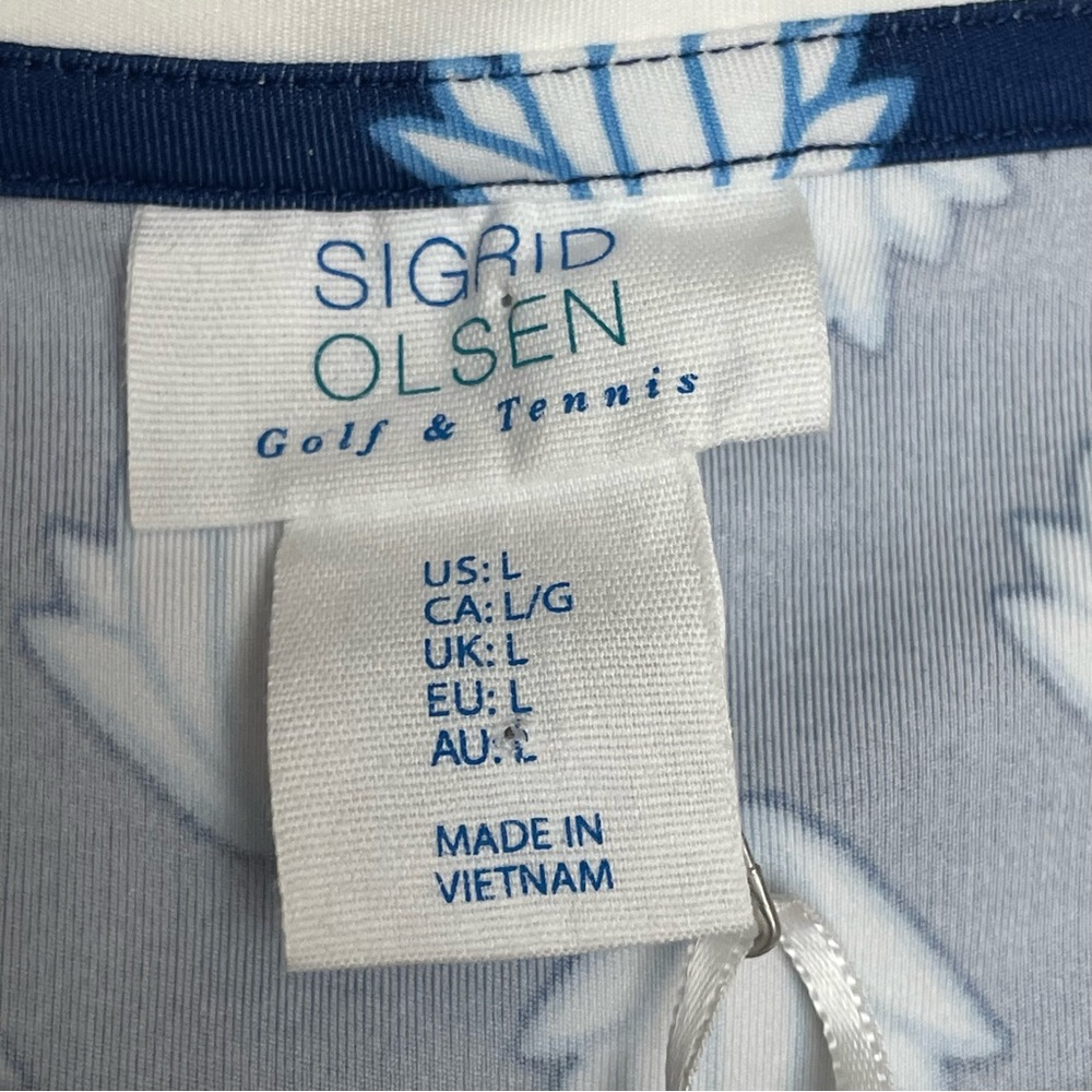 Sigrid Olsen Large Golf & Tennis Polo Collar Top pickleball navy upf prep - Picture 2 of 7